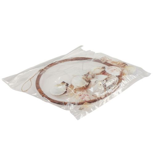 gjenstander Vindklokke med skjell dekorativ ring naturlig tre Ø20cm H66cm