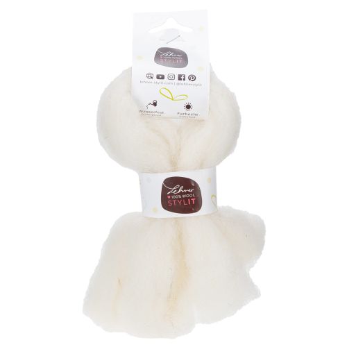 gjenstander Ulsnor, hvitt ullbånd, 2 m, dekorativ ull til håndarbeid og innpakning