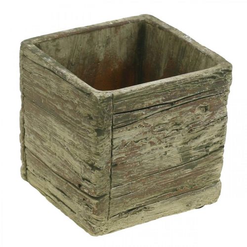 Floristik24 Plantegryte firkantet 9,5x9,5cm betongplanter av tre