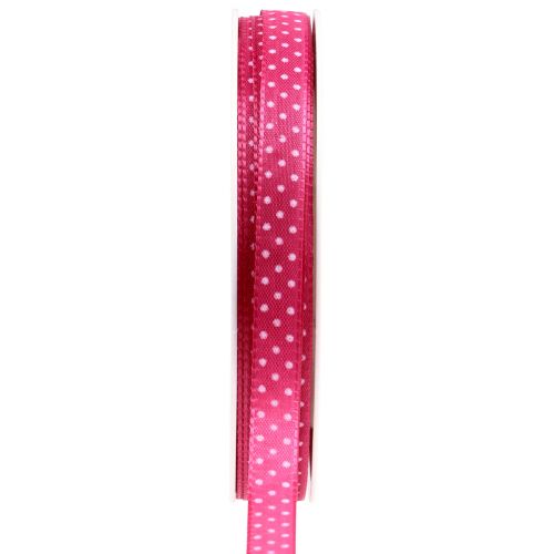 Gavebånd prikkete dekorative bånd rosa 10mm 25m