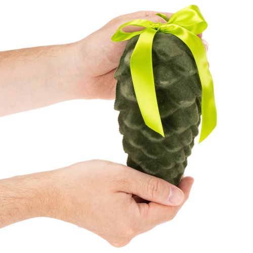 Dekorative kongler til oppheng, flokkede kongler med bånd og sløyfe, 18 cm, 3 stk. | Floristik24.no