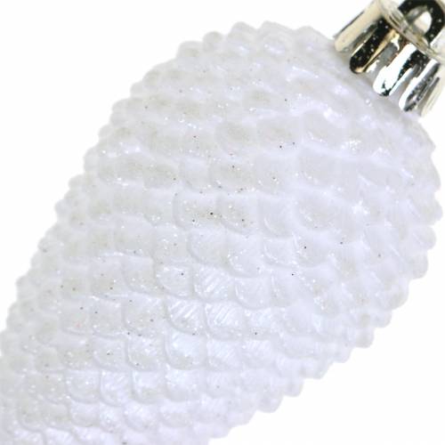 Floristik24 Juletrepynt kegler hvite 8cm 6stk