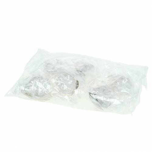 Floristik24 Juletrepynt kongler hvit glitter 9cm x 4,5cm 6stk