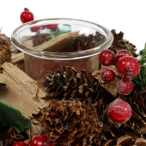 Floristik24 Lysarrangement med kjegler natur 19cm