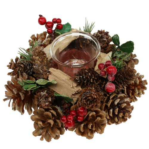 Floristik24 Lysarrangement med kjegler natur 19cm