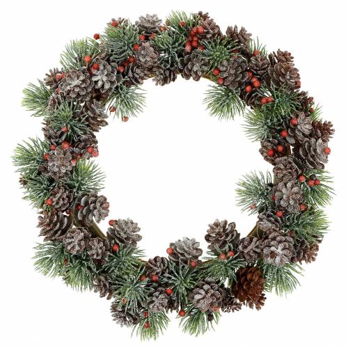 Floristik24 Kjeglekrans snødekt Ø23cm