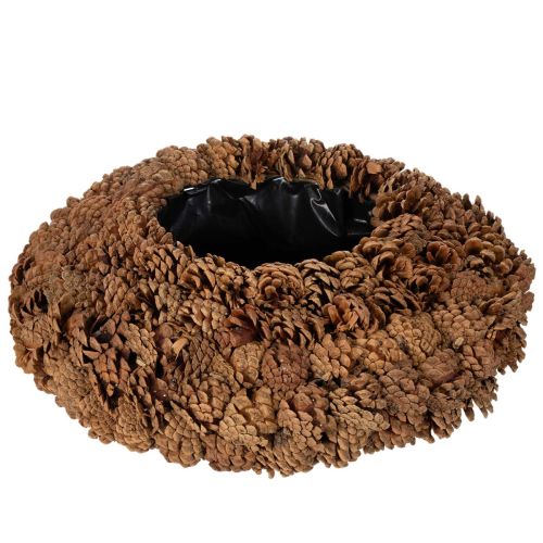 Rund konglepotte som blomsterkasse, 38 cm; rund konglepotte, naturbrun, laget av kongler, 38 cm x 14 cm kjøpe | Floristik24.no