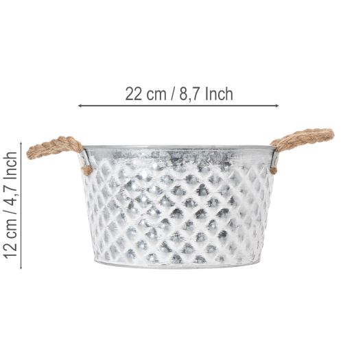 Sinkskål, dekorativ skål, metall med tauhåndtak, Ø22 cm H12 cm | Floristik24.no