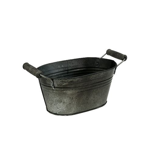 Sinkskål oval antikk med trehåndtak 18cm x 10cm