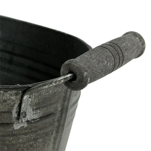 Floristik24 Sinkskål oval antikk med trehåndtak 18cm x 10cm