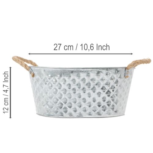 Oval sinkskål med tauhåndtak, 27 cm x 17,5 cm, H12 cm | Floristik24.no