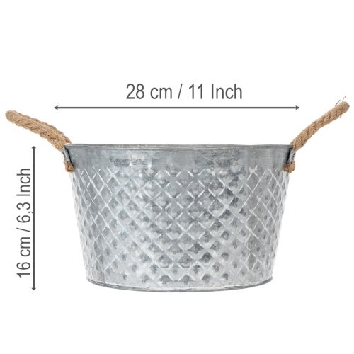 Rund sinkskål med tauhåndtak Ø28cm H16cm | Floristik24.no