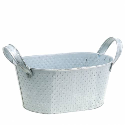 Sinkskål oval lys grå vasket 27x18cm H12cm | Floristik24.no