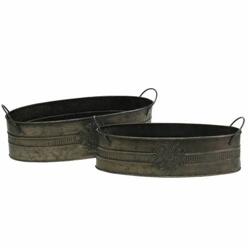 Floristik24 Dekorativ bolle antikk oval sink 33,5 cm / 29,5 cm 2 stk