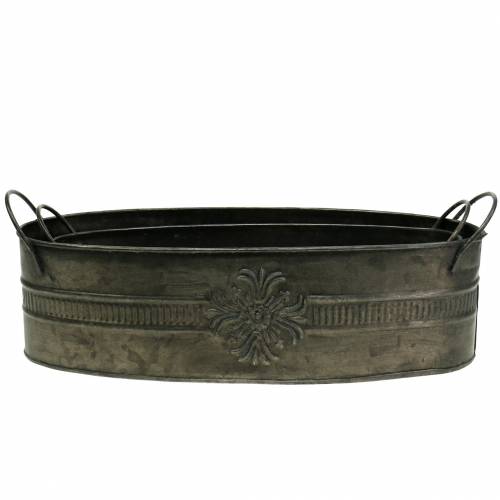 Floristik24 Dekorativ bolle antikk oval sink 33,5 cm / 29,5 cm 2 stk