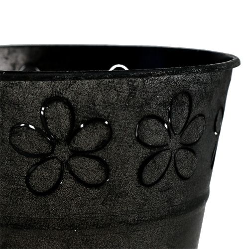 Floristik24 Sinkpotte svart med blomster Ø10cm H8cm
