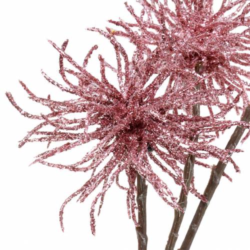 gjenstander Kunstig klematis gren rosa med glitter 46cm