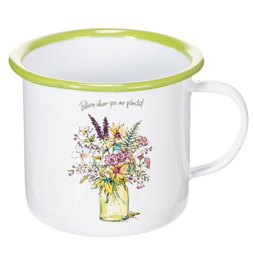 Dekorativt krus/blomsterpotte, emaljert, Ø11,5 cm H10 cm | Floristik24.no