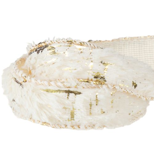 gjenstander Bånd med pelsdekorasjonsbånd kremfarget gull fuskepels 25mm 15m