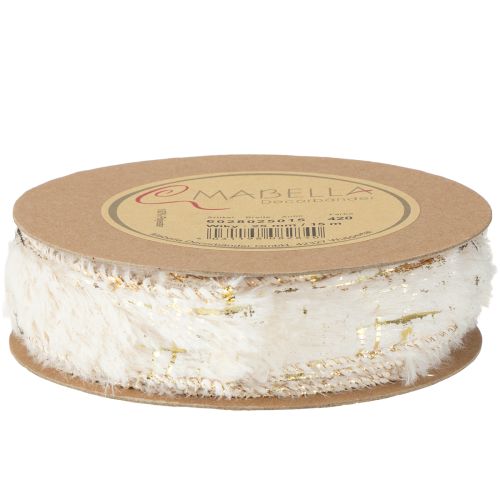 gjenstander Bånd med pelsdekorasjonsbånd kremfarget gull fuskepels 25mm 15m