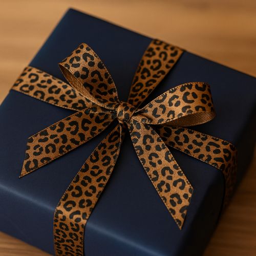 gjenstander Bånd Leopardmønster Silkebånd Brunt Svart 15mm 18m