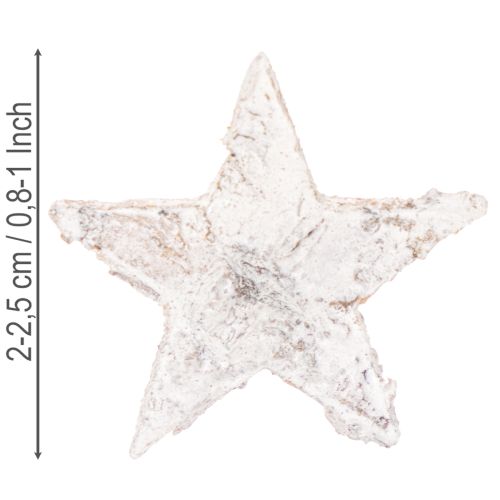 Mini bjørkestjerner 2 cm - 2,5 cm hvitkalkede 150 stk | Floristik24.no