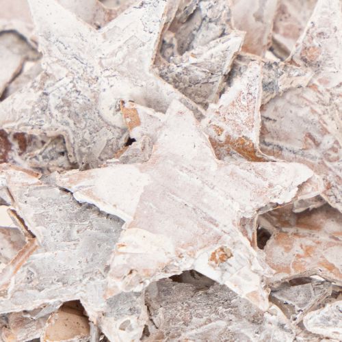 Mini bjørkestjerner 2 cm - 2,5 cm hvitkalkede 150 stk | Floristik24.no