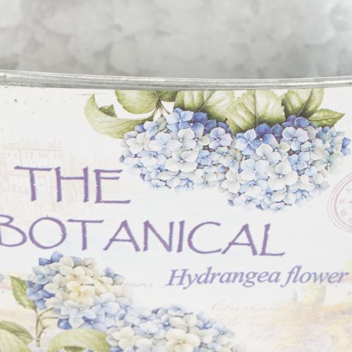 gjenstander Blomsterskål med håndtak, hortensia-design, metall, 26 × 13 × 14,5 cm