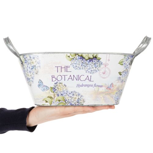 gjenstander Oval metallblomsterskål med håndtak, til hortensia, 32 × 15 × 15 cm
