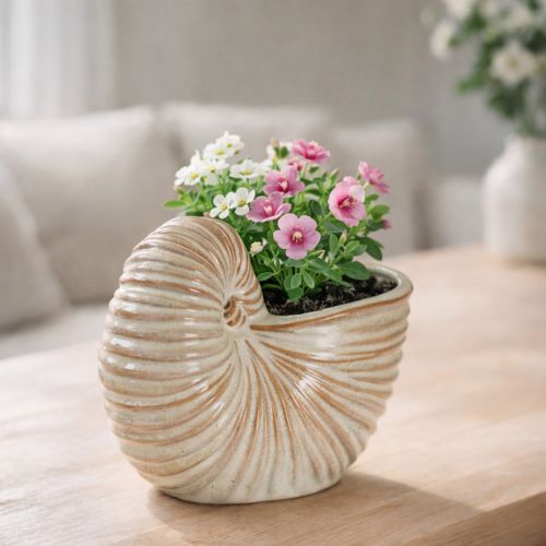gjenstander Keramisk blomsterpotte med snegledesign for spesielle planteoppsatser, 21 cm