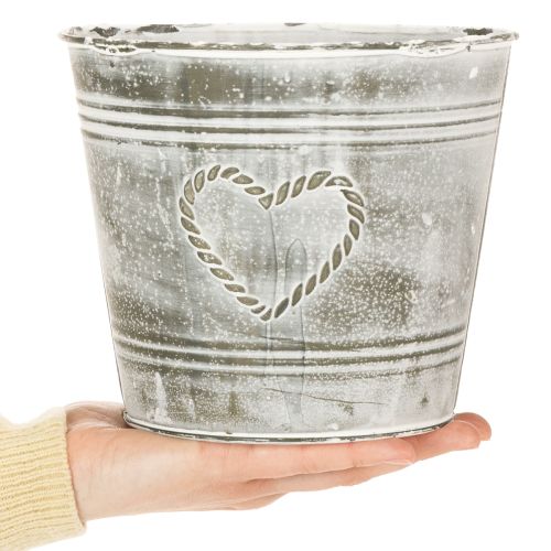 Shabby Chic blomsterpotte, metallplanter, hjerteformet, Ø17,5 cm, H15,5 cm | Floristik24.no