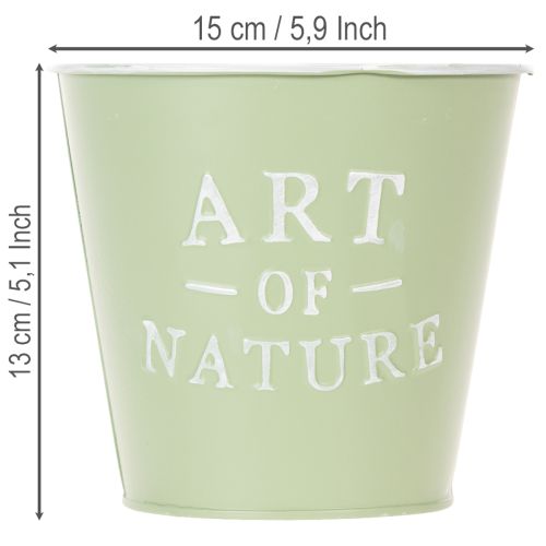 Blomsterpotte i sink, mintgrønn, Ø15 cm, H13,5 cm | Floristik24.no