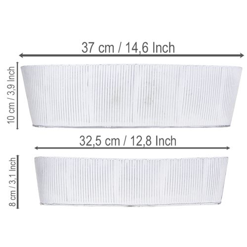 gjenstander Oval metallskål i hvitt og sølv, 32,5 cm/37 cm, sett med 2