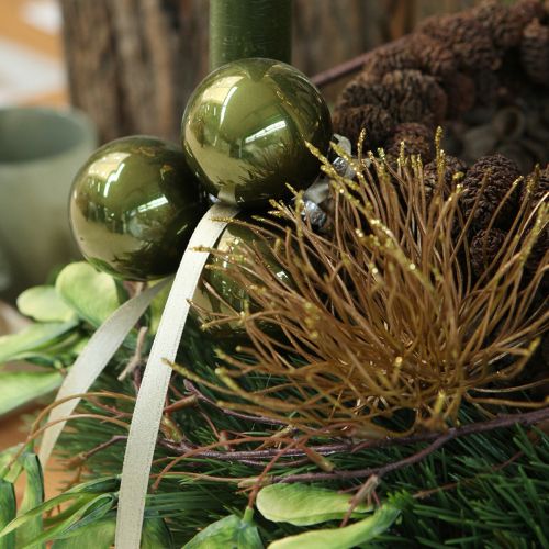 gjenstander Julekuler i glass, blanke, i oliven og sølvgrått, 5 cm, 24 stk.