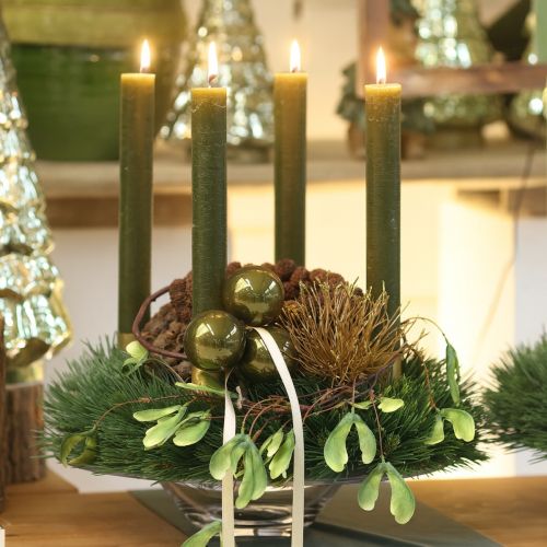 gjenstander Julekuler i glass, blanke, i oliven og sølvgrått, 5 cm, 24 stk.