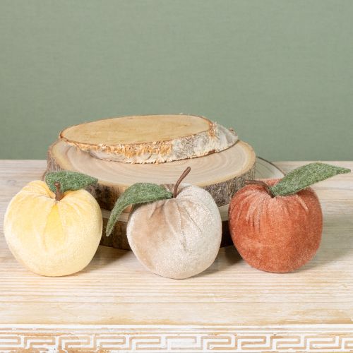 gjenstander Dekorativ eplefløyel med blad Brun gul Ø7,5 cm H9 cm 9 stk