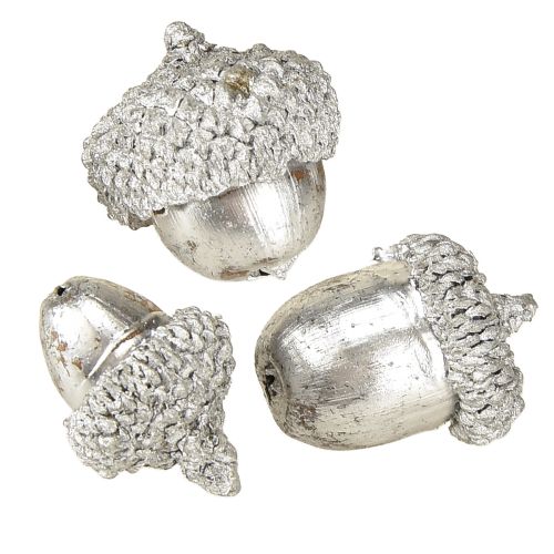 gjenstander Dekorative eikenøtter sølv, adventsdekorasjon, naturlige høstfrukter, landsted Ø1,5 – 2,5 cm L1,5 – 3 cm 300 g