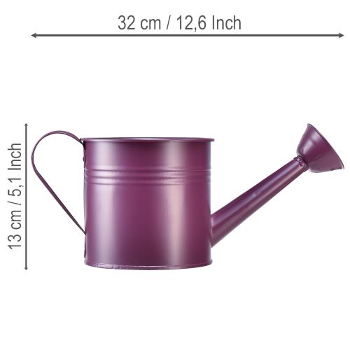 Dekorativ vannkanne, lilla metallplantekasse, Ø13,5 cm H12,5 cm | Floristik24.no