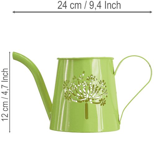 Dekorativ vannkanne i metall, løvetanndesign, grønn, 12 cm høy, 2 stk., dekorativ vase, shabby chic | Floristik24.no