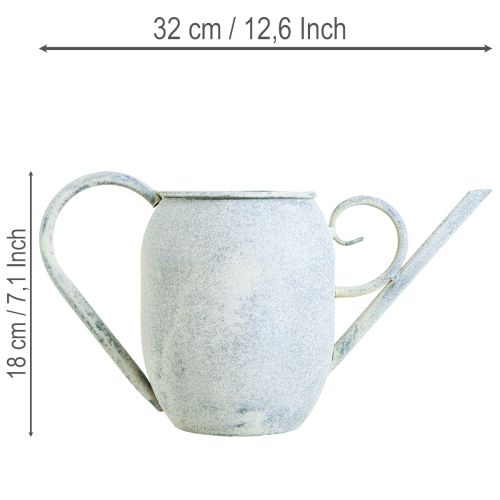 Dekorativ vannkanne i metall, hvit, blå, 32x11x18cm, dekorativt tilbehør | Floristik24.no