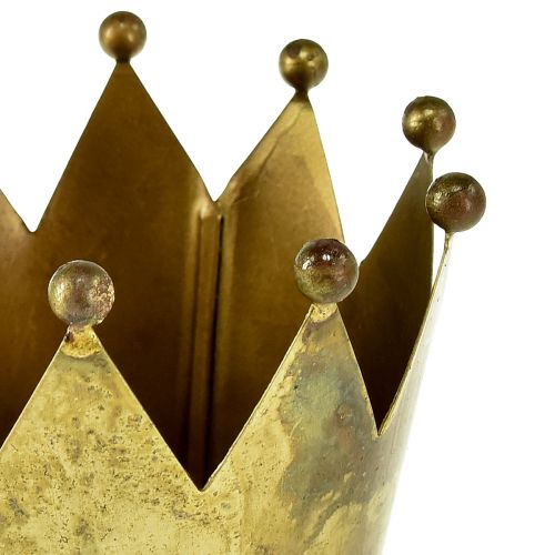 Floristik24 Dekorativ krone metall blomsterpotte messing utseende Ø11cm/H10cm