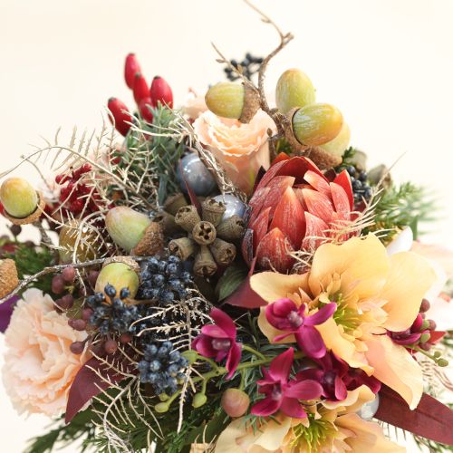 gjenstander Dekorative Protea kunstige kunstige blomster rød-oransje 34 cm 3 stk