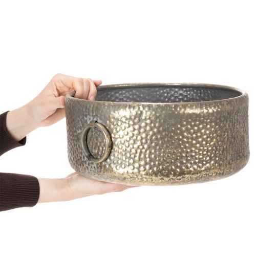 gjenstander Dekorativ bolle, antikk utseende, metallplantekasse, gyllen, Ø37/31 cm, sett med 2