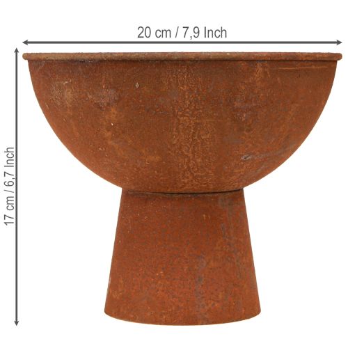 gjenstander Dekorativ bolle med fot, begerbolle, rustfarget metall, Ø20,5 cm, 2 stk.