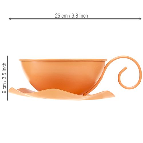 gjenstander Dekorativ kopp Ø16cm H9cm med metallplate, oransje, 2 stk.