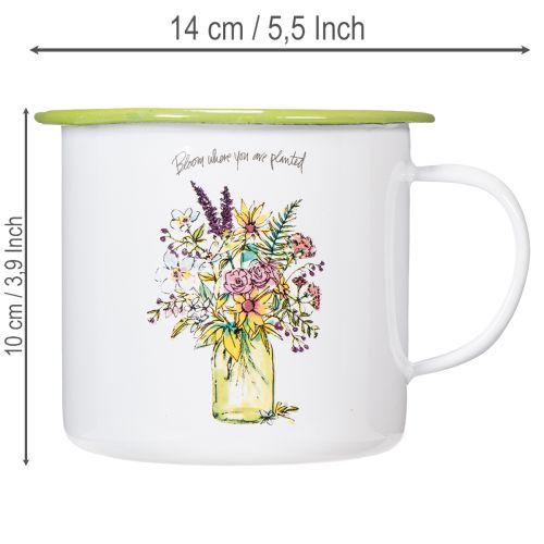 Dekorativt krus/blomsterpotte, emaljert, Ø11,5 cm H10 cm | Floristik24.no
