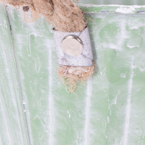 gjenstander Dekorativ potte, metallbøtte for planting, blomsterkasse med håndtak, rosa/grønn/gul shabby chic Ø15cm H13cm 3-delers sett