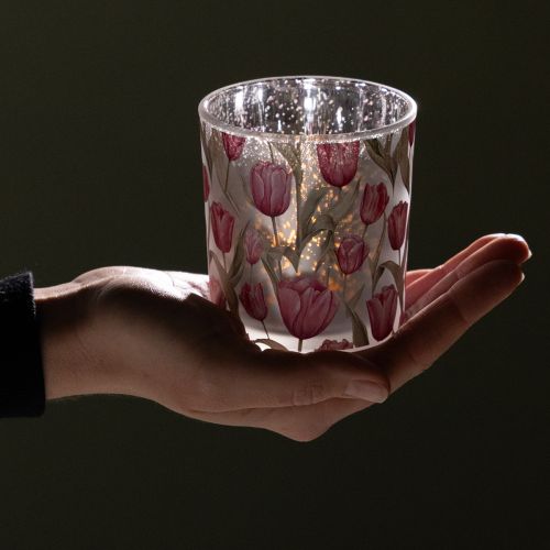 gjenstander Dekorativ glasslykt med tulipandesign for vårlig interiør, 8 cm, 4 stk.