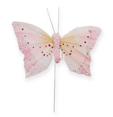 gjenstander Dekorativ sommerfugl på trådpastell 8cm 12stk