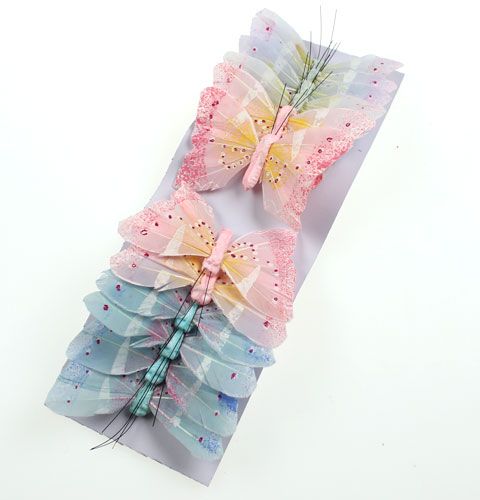 Floristik24 Dekorativ sommerfugl på trådpastell 8cm 12stk